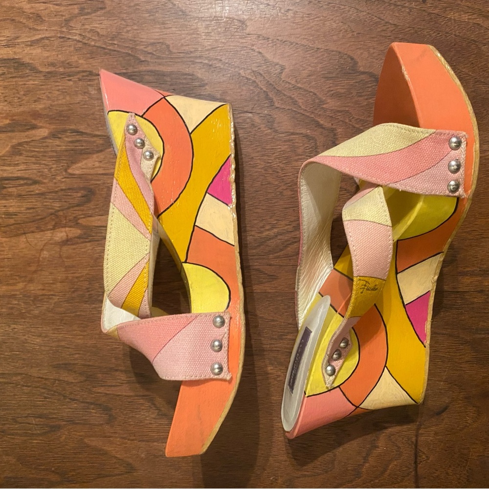 Emilio Pucci Pink and Orange Vintage Platform Shoes